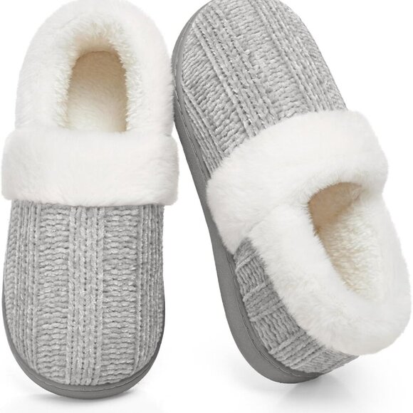 Women Memory Foam House Slippers Fuzzy Indoor Outdoor Slip-On Cozy Comfortable - Picture 1 of 6